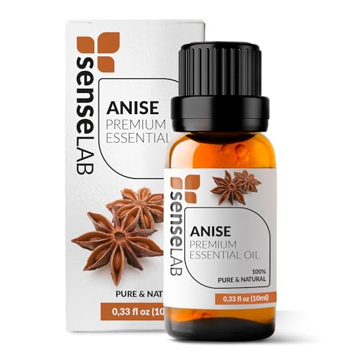 SenseLAB Aceite Esencial de Anís - Aceite de Anís Natural 100% Puro de Grado Terapéutico para Difusor de Aromaterapia y Humidificador - Aceite Relajante para Masaje - Aceite Aromático Velas (10 ml)