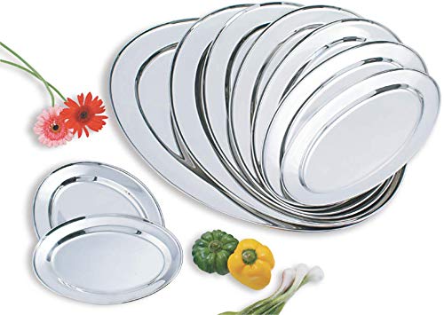 Image of KMW Professional-Grade Oval Platter 25 cm (0.7 Mm) S /S - (2 pcs Set) | with Comfortable Grip | Compact Build