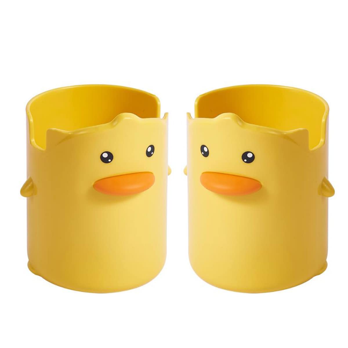 Hoshen Cute Little Yellow Duck Pen Holder, Stationery Storage Bucket, Desktop Storage Bucket, Household Children'S Mouthwash Cup，2 Pcs