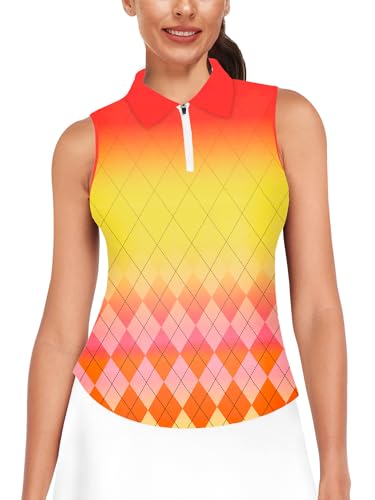 AOBUTE 1/4 Zip Golf Attire for Women Sleeveless Moisture Wicking