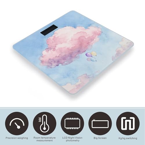 Báscula digital de cuerpo Cactus Pink con plataforma de vidrio templado miniatura 3