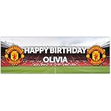 Manchester United Birthday – personalisierbarer Fußball-Banner Wandaufkleber (90 cm Breite x 30 cm Höhe)