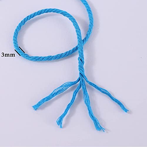 Image of ecofynd 100 Meters Aqua Blue Colour Cotton Cord, Colour Dori for Wall Hanging Plant Hanging Craft Making, Natural Thread Rope for Handmade Plant Hanger (Cord-BLU)