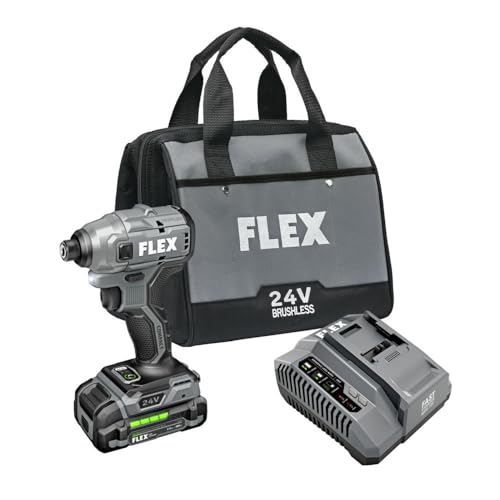 Image of FLEX 24V Brushless Cordless 1 /4-Inch Hex Compact Impact Driver Self-Tapping Screw Mode Kit with 2.5Ah Lithium Battery and 160W Fast Charger - FX1331-1A