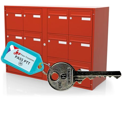 Clé Pass PTT H10 - Ouvre Serrures Boîtes aux Lettres & Immeubles (Norme La Poste) - Acier Nickelé - Clé du Facteur H10