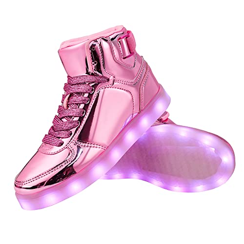 Diyjts Kids Led Light Up Shoes, Fashion High Top Led Sneakers Usb Rechargeable Glowing Luminous Shoes For Boys Girls Toddler Child Pink thumb #2