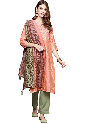 Image of anubhutee Women's Floral Embroidered Printed Kurta with Trousers and Dupatta