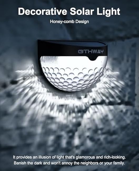 OTHWAY Solar Fence Post Lights Wall Mount Decorative Deck Lighting (Black, 4 Packs)