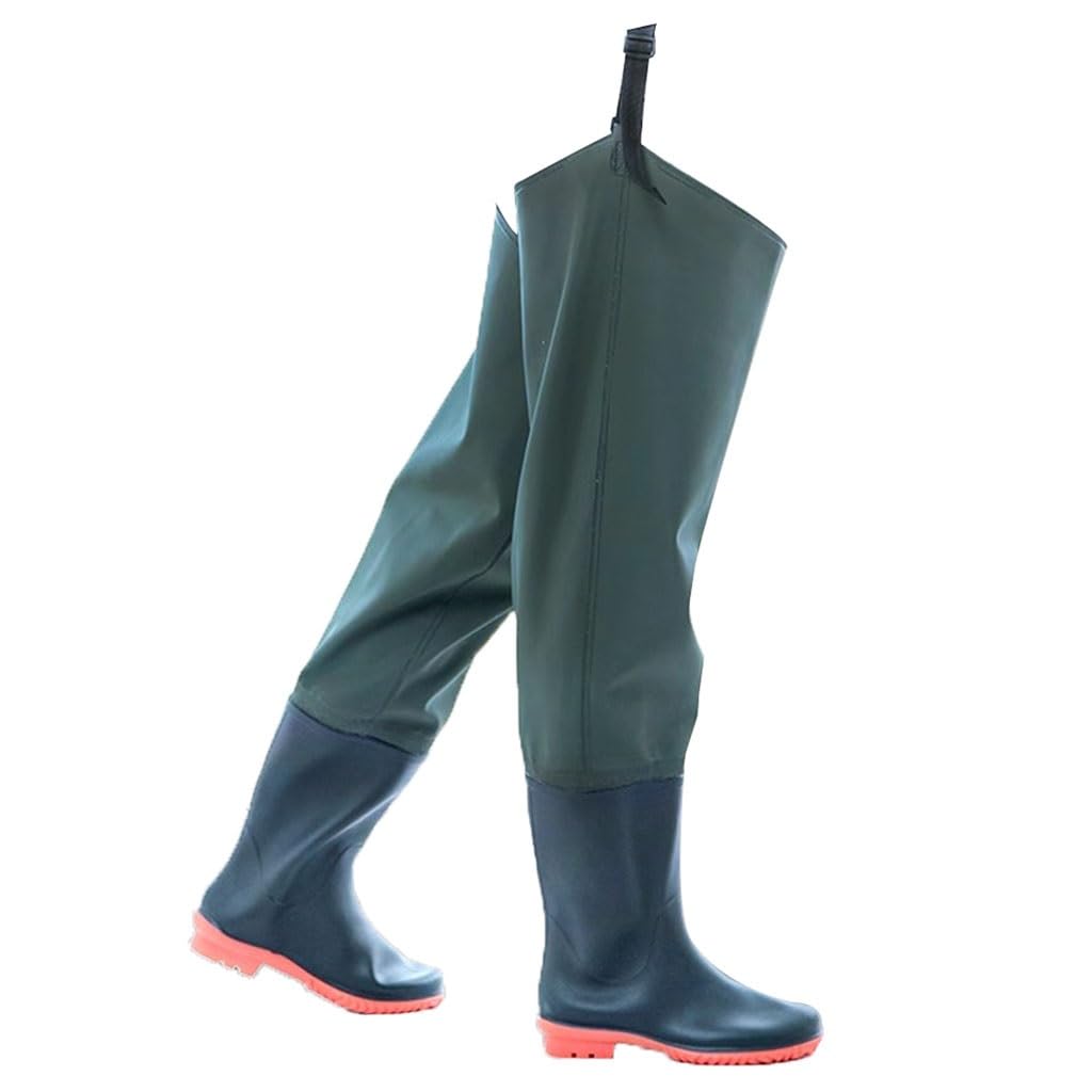 IBOWZ Waders Pesca Stivali da Pescatore in PVC Impermeabili per Adulti e Adolescenti, Stivali da Caccia Antiscivolo Morbidi e Comodi