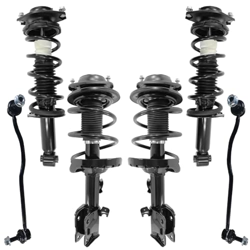 Image of Detroit Axle - 6pc Struts Sway Bars for 2015 2016 2017 Subaru Legacy, 4 Front Rear Struts with Coil Springs 2 Front Stabilizer Sway Bar End Links Replacement Suspension Kit