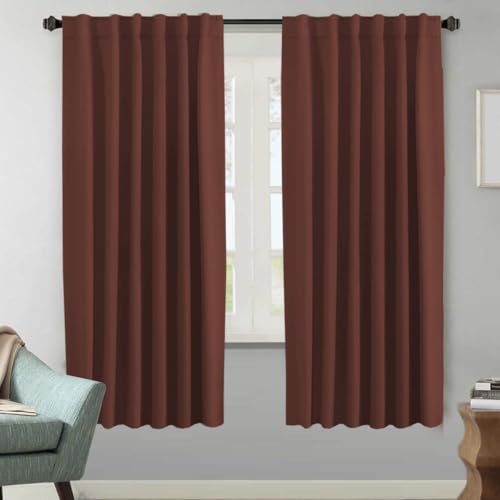 Image of H.VERSAILTEX Blackout Curtains Thermal Insulated Window Treatment Panels Room Darkening Blackout Drapes for Living Room Back Tab /Rod Pocket Bedroom Draperies (2 Panels, Rust, 52 x 72 Inch)