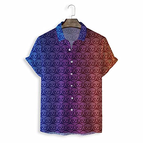 Chemise imprimé tropical bleu dégradé avec motif chien mignon