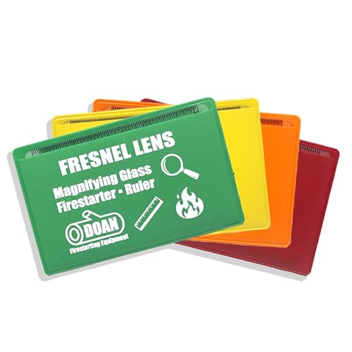 Doan Fresnel Lens Fire Starter 4 Pack - Credit Card Size Magnifying Lens for Reading Small Print Solar Ignition Tool Survival Gear Emergency Backup for Camping Prepper Kit
