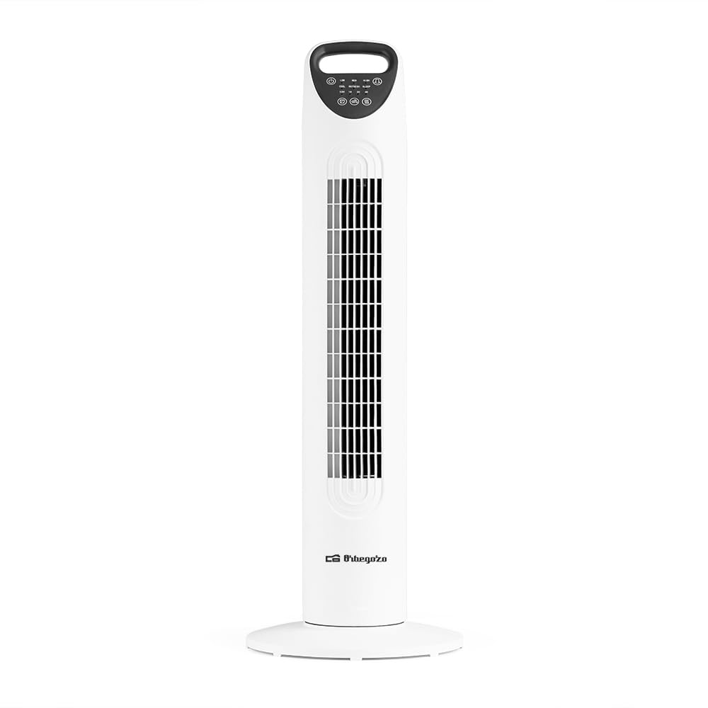 Orbegozo Torre de ventilación TWM 0650. Altura 80 cm. 3 modos ventilación. Potencia 45W. Función oscilación. Temporizador. Panel táctil.