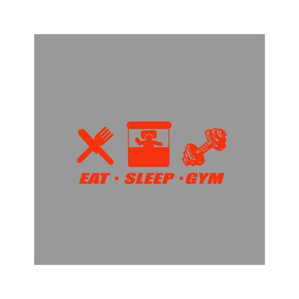 Auto Accessory Eat Sleep Gym Stickers Can Be Attached to Cars Electric Motorcycles Refrigerators Laptops Suitcases Decorations(Red)