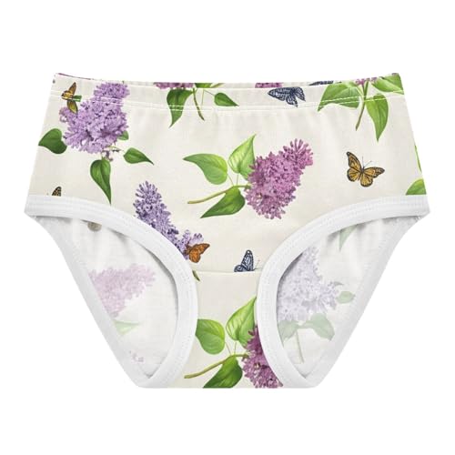 Cotton Toddler Underwear Custom Lilac Flowers Purple Lavender Beige Panties for Girl Print Briefs Girls Undies 2t