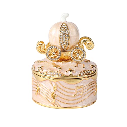 QIFU Hand Painted Pumpkin Carriage Style Trinket Box, Elegant Jewelry Box, Jewelry Presentation box