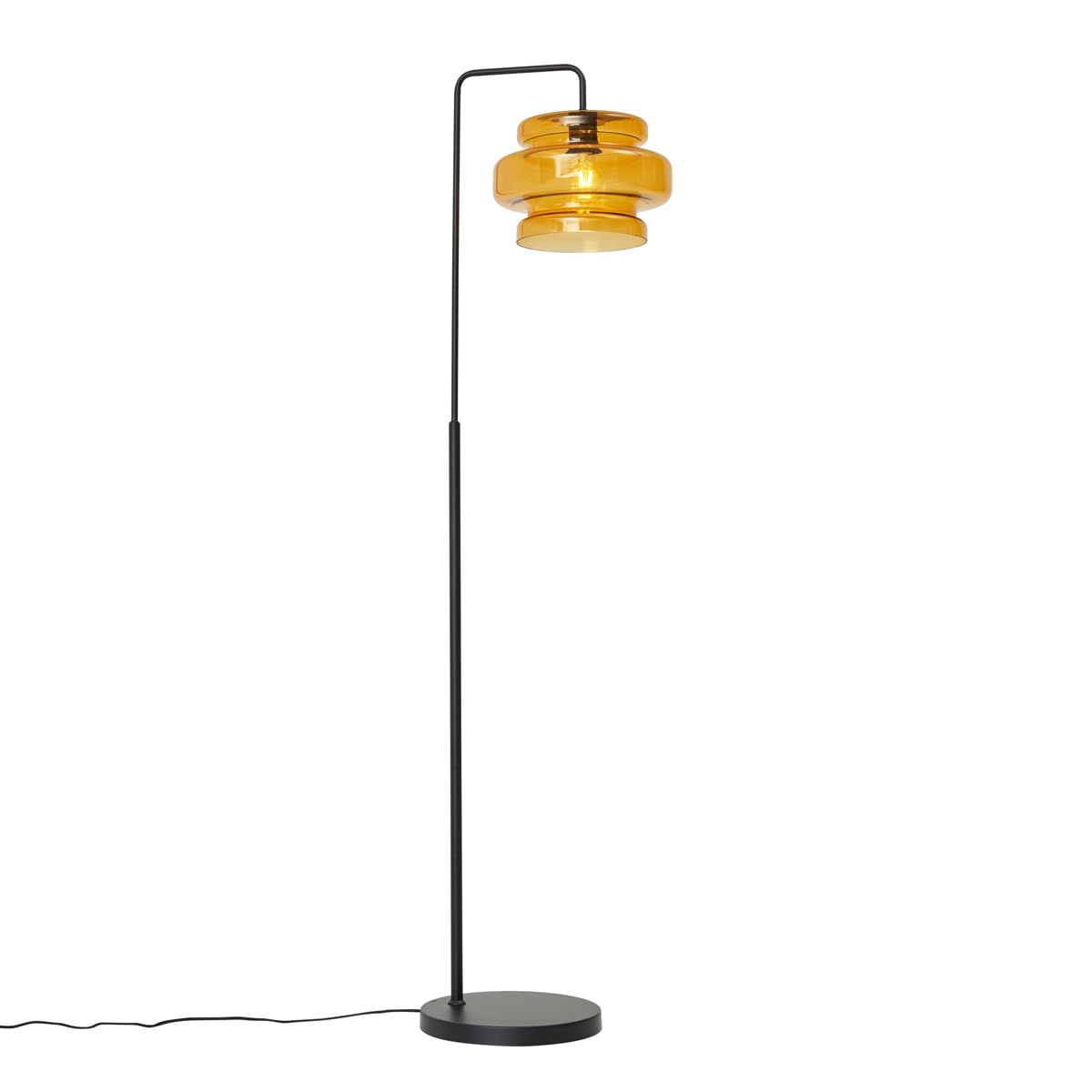 Qazqa Orange Retro Floor Lamp With Shade, Standing Lamp - Denise - Round, Max. 15W, E27, 153Cm, Living Room
