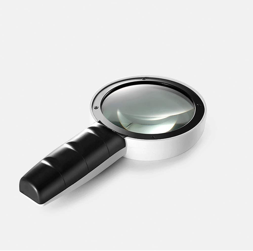Lupa de gran tamaño, lupa de mano con zoom en 30 aumentos, herramienta de apreciación de doble espejo con luz LED con luz LED interesante