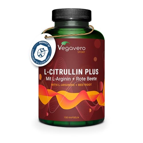 L-Citrullina + L-Arginina Vegavero® | 2946 mg di Citrullina Malato (AMINOFERMENT®) | con Barbabietola (Betaina) | Senza Additivi | Performance Sportiva e Massa Muscolare | 150 capsule | Vegan