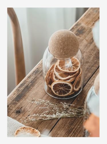 Image of Glass Storage Jar Set with Cork Lid, 500ml to 1200ml, 4-Piece