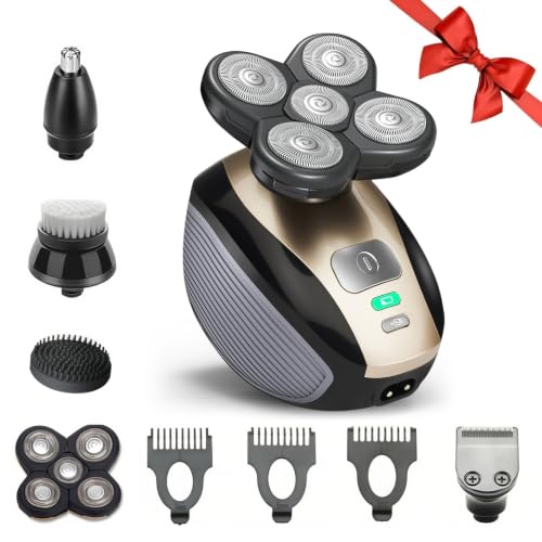 Image of 5 in 1 Head Shavers for Bald Men, 5D Skull Head Shaver with Rechargeable Battery, Hair Clippers, Electric Razor, Hair Manager, Nose Hair Trimmer, Cleaning Brush, Idea Gift for Men