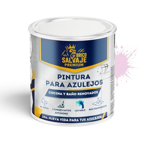BRICOSALVAJE Pintura Premium para Azulejos, BRILLANTE, Duradera, Lavable, Aplicación Sencilla, Perfecta para Baños y Cocinas (LAVANDA, 0,75 Litros)