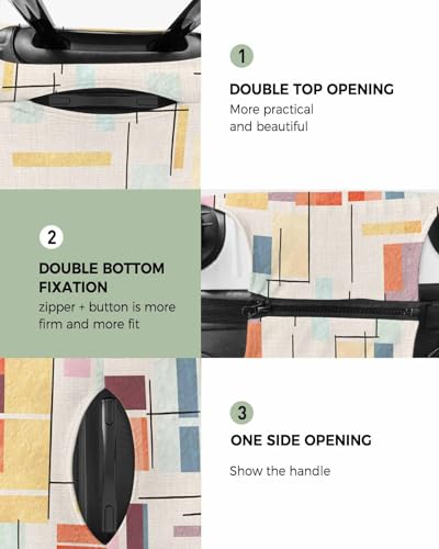 Travel Luggage Cover Spandex Elastic Suitcase Cover for Luggage, Scratch Proof Luggage Cover Protector for Trunk Case 26-28 Inch Luggage, Abstract Geometic Modern Minimalism Linen2