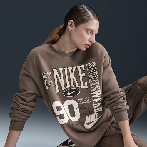 Nike Sportswear Women's Oversized Crew-Neck French Terry Sweatshirt (HF9491-233, Mink Brown/Sail)3
