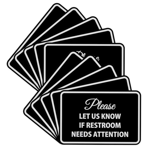 Signs ByLITA Classic Framed Please Let Us Know If Restroom Needs Attention Sign (Black/Silver) - Large (10 Pack)