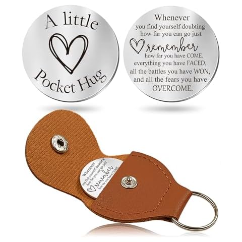 OUMILAN Pocket Hug Token Gifts for Men Boyfriend Girlfriend Inspirational Gift for Son Daughter Brother with Leather Keychain (Sobriety) Cover