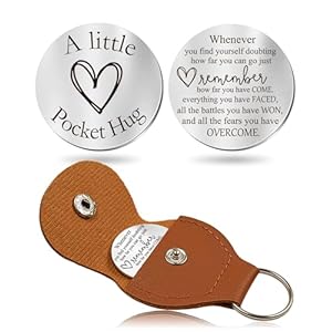 OUMILAN Pocket Hug Token Gifts for Men Boyfriend Girlfriend Inspirational Gift for Son Daughter Brother with Leather Keychain