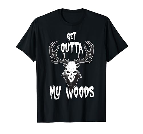 Get Outta My Woods Wendigo Cryptid Forest Monster Spaventoso Maglietta
