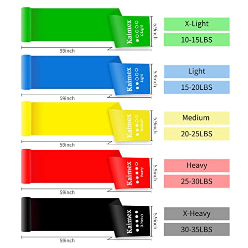Kaimex-Resistance-Bands-Exercise-Bands-Workout-Bands-Elastic-Bands-Stretch-Bands-Physical-Therapy-Tension-Bands-Fitness-for-Women-Working-Out-Yoga-5-Pack