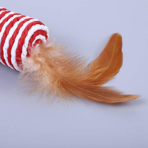 Image of PETS EMPIRE Interactive Plush Cat Toy - Cylinder Shape with Feather | Soft & Fun Toy for Kittens & Cats | Indoor Play 2Pcs Color May Vary