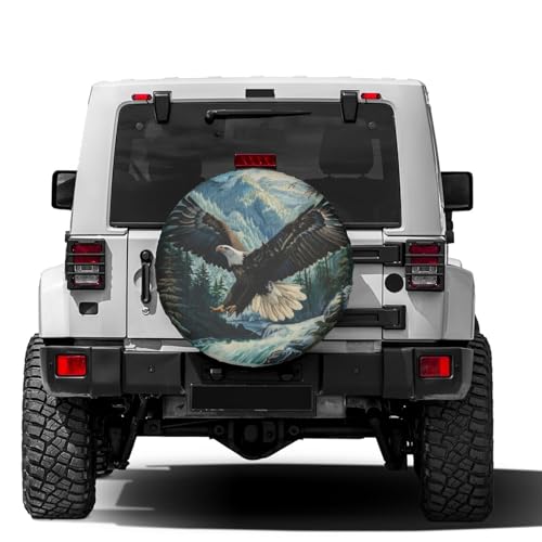 Image of Delerain Flying Bald Eagle Spare Tire Cover Wheel Protectors Sun Protector Waterproof for Trailer RV SUV Truck and Many Vehicle(16 Inch for Diameter 29 inch-31 inch)