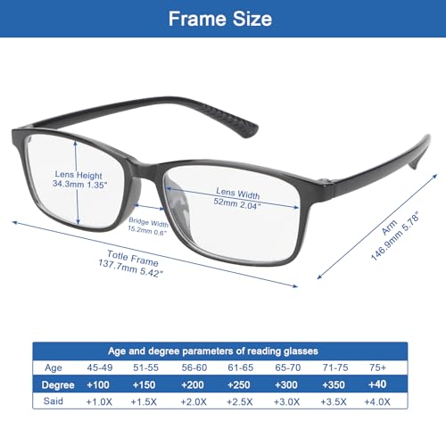 Image of Baomain 2-Pack Anti-Reflective Reading Glasses - Lightweight Anti-Glare Computer Readers for Men /Women