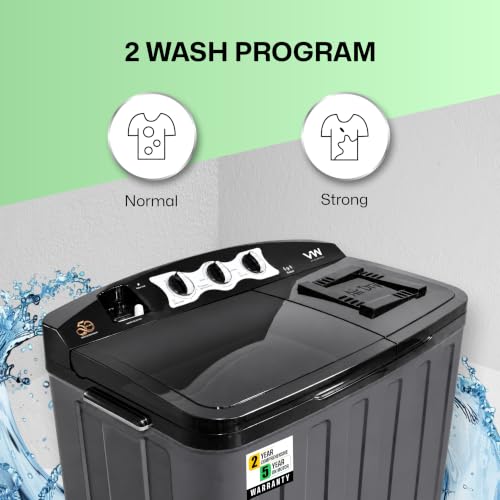 Image of VW Visio World 8 kg 5 Star Super Wash Semi Automatic Top Load Washing Machine Super-Wash0080P (White & Burgundy)