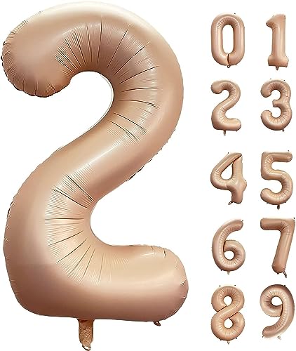 Image of Atpata Funky #2 Elegant Caramel Colour JUMBO 40 INCH Number Balloons Set | 0 to 9 Digit Shapes | Decorative Balloons for Milestones & Celebrations