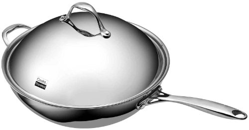 Cooks Standard Stainless Steel Multi-Ply Clad Wok, 13" With High Dome Lid, Silver #TOP6
