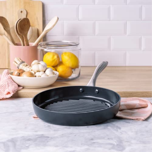 GreenPan Lima Midnight Hard Anodized Healthy Ceramic Non-Stick 28 cm Round Grill Pan, PFAS-Free, Induction Suitable, Oven Safe, Black - Image 3