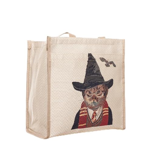 Sac à bandoulière motif chat magique en tissu tapisserie pour homme femme