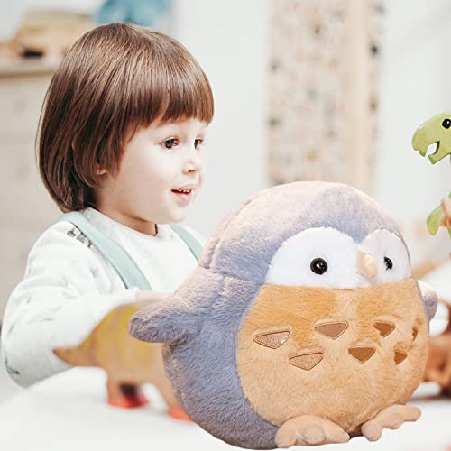 Stuffed owl,Chubby Owl Doll Plush Toy Creative Ugly Cute Pillow Home Decoration (Blue)