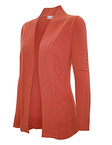Image of Cielo Women's Solid Basic Open Front Pockets Knit Sweater Cardigan