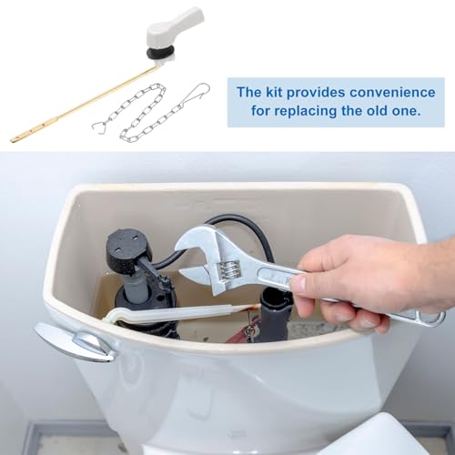 Poignée de toilette universelle blanche 701 uxcell avec levier et chaîne - 5