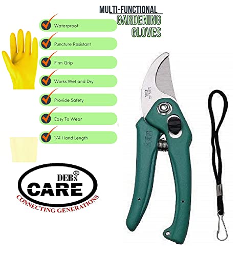 DEBs CARE Gardening Tools Set kit - 7 Pcs (Cultivator, Fork, Trowels, Weeder, Garden Gloves, Pruner Cutter) Gardening Tools Set for Home Indoor and Outdoor Gardening