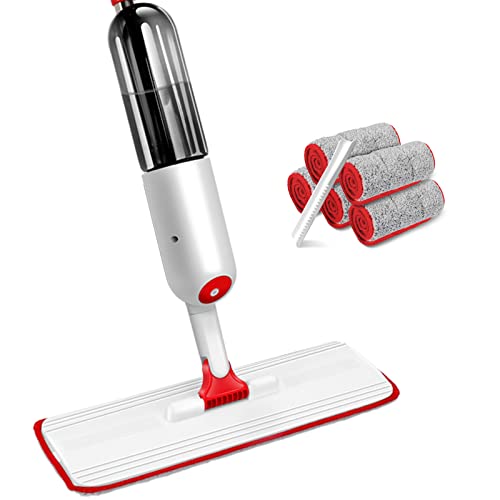 ZNM Balai Serpillère Vaporisateur, Balai Lave Sol Vaporisateur, Spray Mop Professionnel avec 5 Tampons Réutilisables & 500ml Flacon, Spray Mop pour Le Nettoyage Sol Cover
