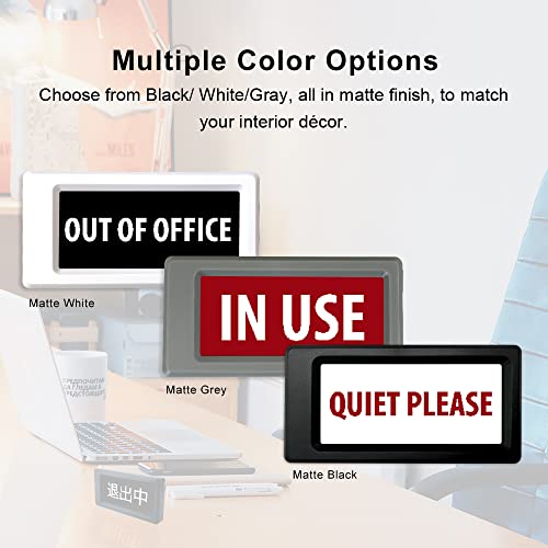 Santek EZ Door Sign Office Meeting Conference Room Sign 2.9\" E-Paper Electronic Paper Display In Use Out Of Office Available Quiet Please Multiple Messages No plug-in USB-C charging (Black) - Thumbnail 3