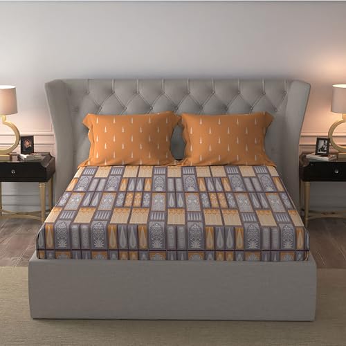 Image of MYTRIDENT Celebration Bedsheet Gifting Collection Double Size - Gharana Grey