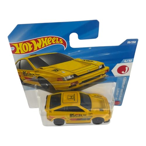 Image of Hot Wheels 1985 Honda CR-X [Yellow] J-Imports 4 /10, 89 /250, 1:64 Scale Diecast Toy Vehicle